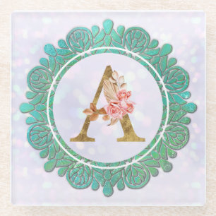 Dessous-de-verre En Verre Lettres Initiales Monogrammes Élégantes avec Manda