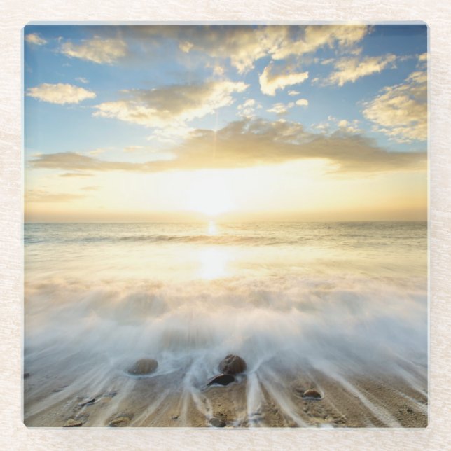 Dessous-de-verre En Verre Lever de soleil d'or (Devant)