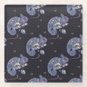 Dessous-de-verre En Verre Lézard de Zentangle