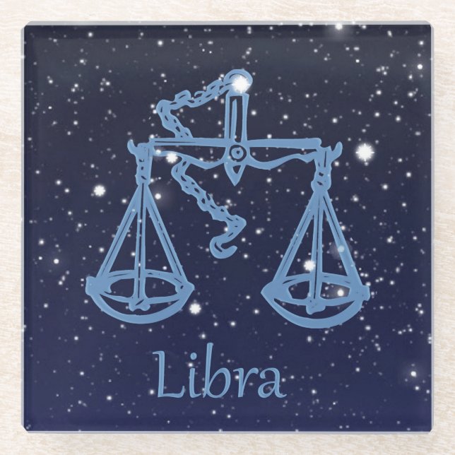 Dessous-de-verre En Verre Libra Constellation and Zodiac Sign with Stars (Devant)