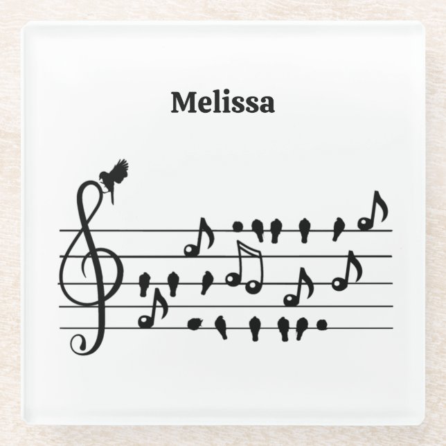 Dessous-de-verre En Verre Libre en tant qu'oiseau, oiseaux chanteurs faisant (Devant)