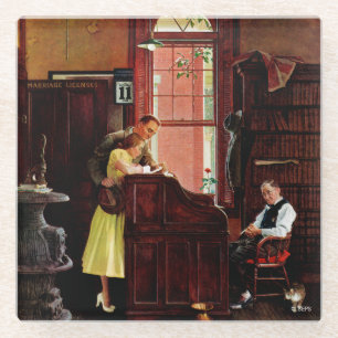 Dessous-de-verre En Verre Licence de mariage par Norman Rockwell