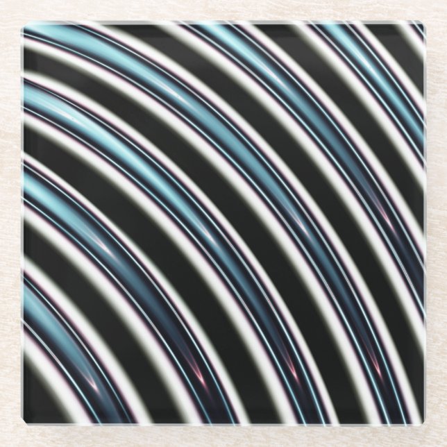 Dessous-de-verre En Verre Lignes incurvées étroitement d'une fractale (Devant)