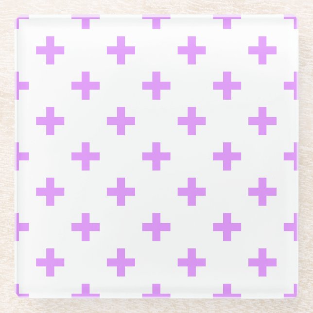 Dessous-de-verre En Verre Lilac polka croise sur blanc (Devant)