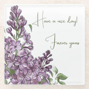 Dessous-de-verre En Verre Lilas Violet Élégant Floral Botanique Verre Côte
