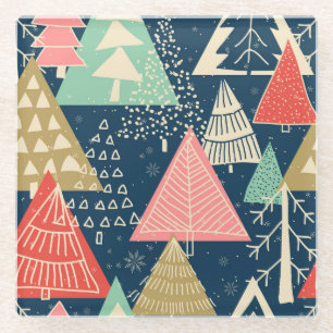 Dessous-de-verre En Verre L'Illustration Festive Des Arbres De Noël.