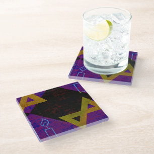 Dessous-de-verre En Verre L'image à thème Hanukkah de SlipperyJoe's jaune do