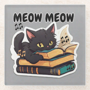 Dessous-de-verre En Verre Livre de lecture de Meow Meow Cat