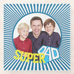 Dessous-de-verre En Verre Livre humoristique personnalisé Super Papa