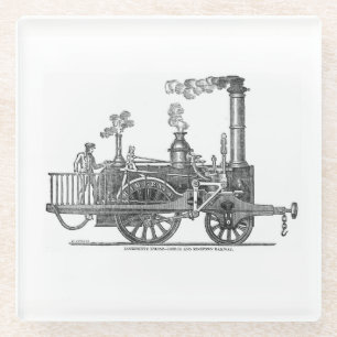 Dessous-de-verre En Verre Locomotive à vapeur précoce