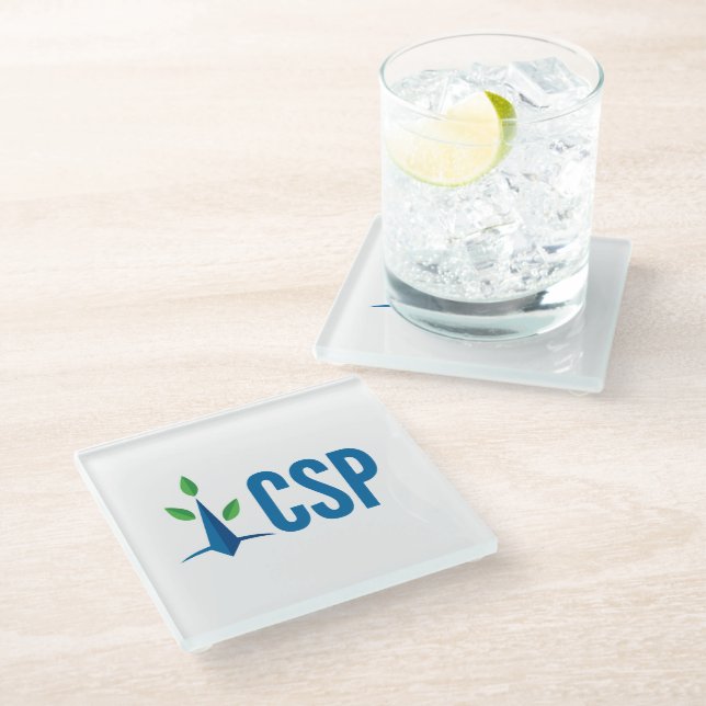 Dessous-de-verre En Verre Logo CSP simple (Incliné)