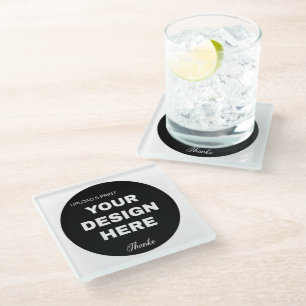 Dessous-de-verre En Verre Logo de code QR noir élégant, minimaliste et épuré