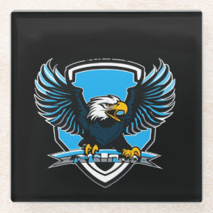 Dessous-de-verre En Verre Logo du club de football Eagles FC en bleu clair e