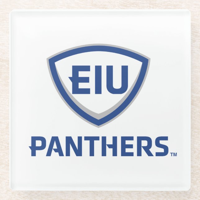 Dessous-de-verre En Verre Logo Eastern Illinois Panthers Shield & Wordmark (Devant)