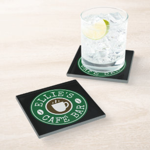 Dessous-de-verre En Verre Logo personnalisé pour entreprise de salon de café