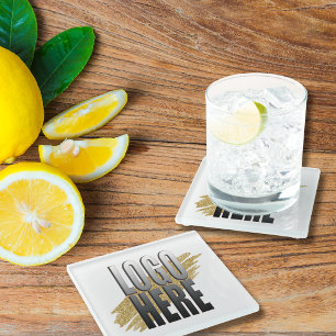 Dessous-de-verre En Verre  Logo professionnel Carré personnalisé en bloc