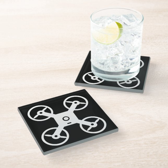 Dessous-de-verre En Verre Logo Quadcopter cadeau dessous de verre en verre p (Incliné)
