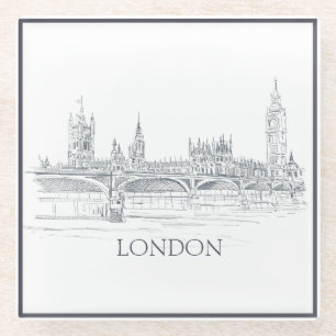 Dessous-de-verre En Verre London Bridge et Big Ben Iconic London Skyline