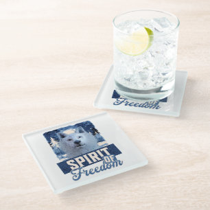 Dessous-de-verre En Verre Loup Arctique Esprit de Liberté Création Faunique