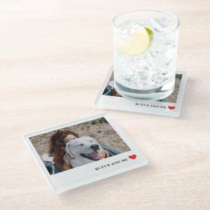 Dessous-de-verre En Verre Love Heart Texte et photo