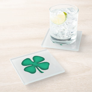 Dessous-de-verre En Verre Lucky 4 feuilles irlandais Clocher dessous de verr