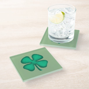 Dessous-de-verre En Verre Lucky 4 feuilles irlandais Clover dessous de verre