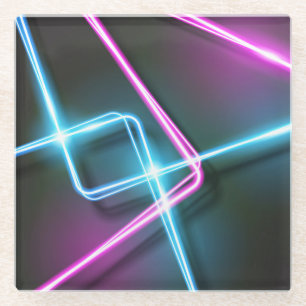 Dessous-de-verre En Verre Lumières de néon Abstraites 3 dimensions cool