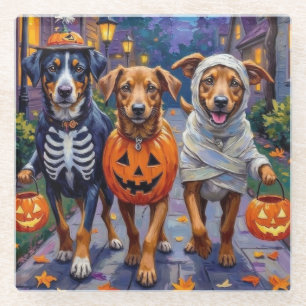 Dessous-de-verre En Verre Lundehund norvégien Halloween Trick-or-Treating