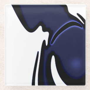 Dessous-de-verre En Verre Lune bleue : Bleu Abstrait, Blanc & Noir