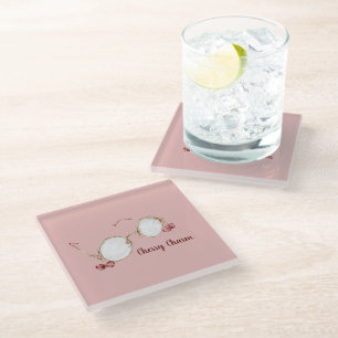Dessous-de-verre En Verre Lunettes de charme Cerise Rouge Rose