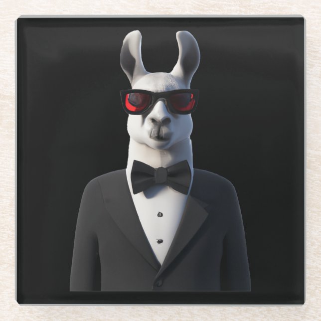 Dessous-de-verre En Verre Lunettes de soleil Llama Tux (Devant)