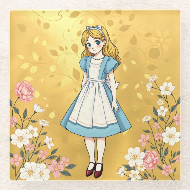 Dessous-de-verre En Verre Luxe Gold Alice En Wonderland Dessous de verre en  (Devant)
