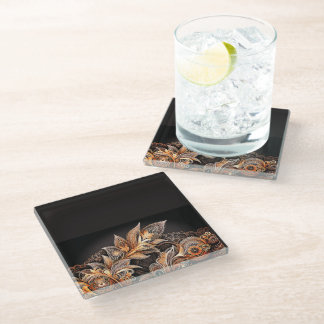 Dessous-de-verre En Verre Luxury White & Gold Marble Coaster – Elegant Aesth