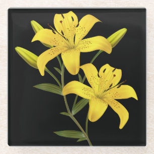 Dessous-de-verre En Verre Lys Dessous de verre-Jaune en verre