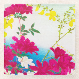 Dessous-de-verre En Verre Lys japonais - magenta, bleu jaune