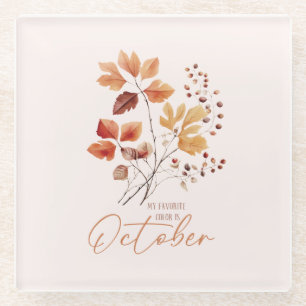 Dessous-de-verre En Verre Ma Couleur Préférée Est Octobre - Feuilles D'Autom