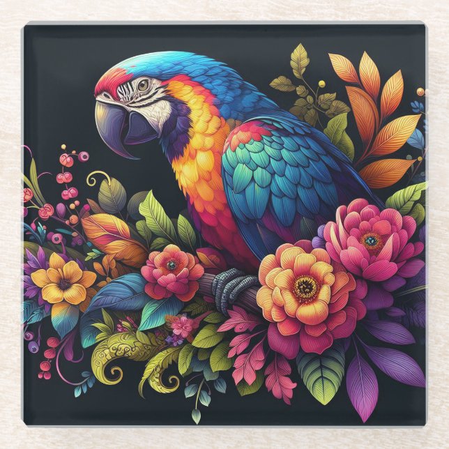 Dessous-de-verre En Verre Macaw Parrot (Devant)