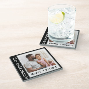 Dessous-de-verre En Verre Machine à écrire - 1 Photo - Merry & Bright Black