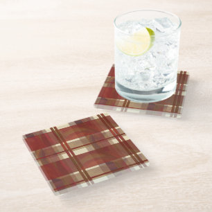Dessous-de-verre En Verre Madras Plaid Fall Red