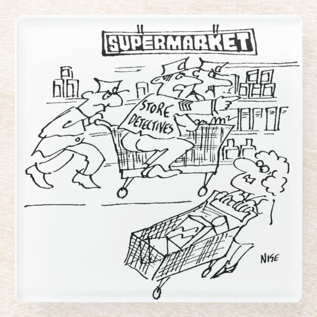 Dessous-de-verre En Verre Magasin de détectives dans un supermarché (Devant)