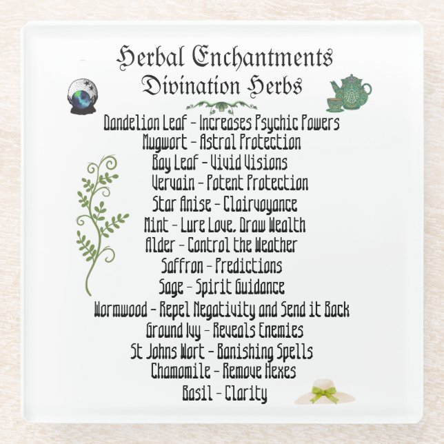 Dessous-de-verre En Verre Magical Witchcraft Herbal Spirituel Pagan (Devant)