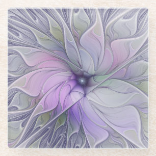 Dessous-de-verre En Verre Magnifique beauté moderne abstraite fleur d'art fr