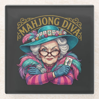 Dessous-de-verre En Verre Mahjong Diva Funny Women's
