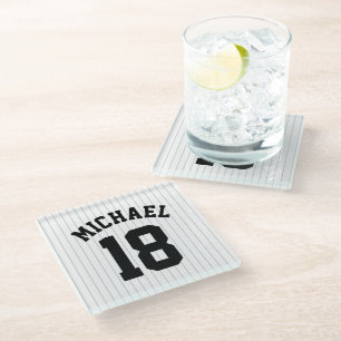 Dessous-de-verre En Verre Maillot de baseball avec nom et numéro personnalis