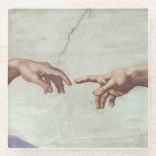 Dessous-de-verre En Verre Mains de Dieu et d'Adam