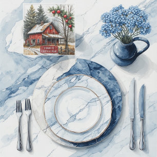 Dessous-de-verre En Verre Maison de ferme Noël Magie Vintage Rustique