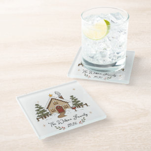 Dessous-de-verre En Verre Maison de Noël Cosy Personnalisée