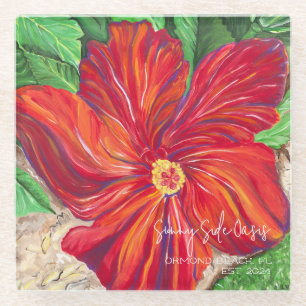 Dessous-de-verre En Verre Maison de vacances Red Hibiscus