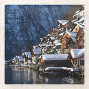 Dessous-de-verre En Verre Maison en bois au bord du lac à Hallstatt, Autric