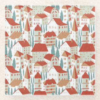 Dessous-de-verre En Verre Maisons De Ville : Illustration Sans Faille